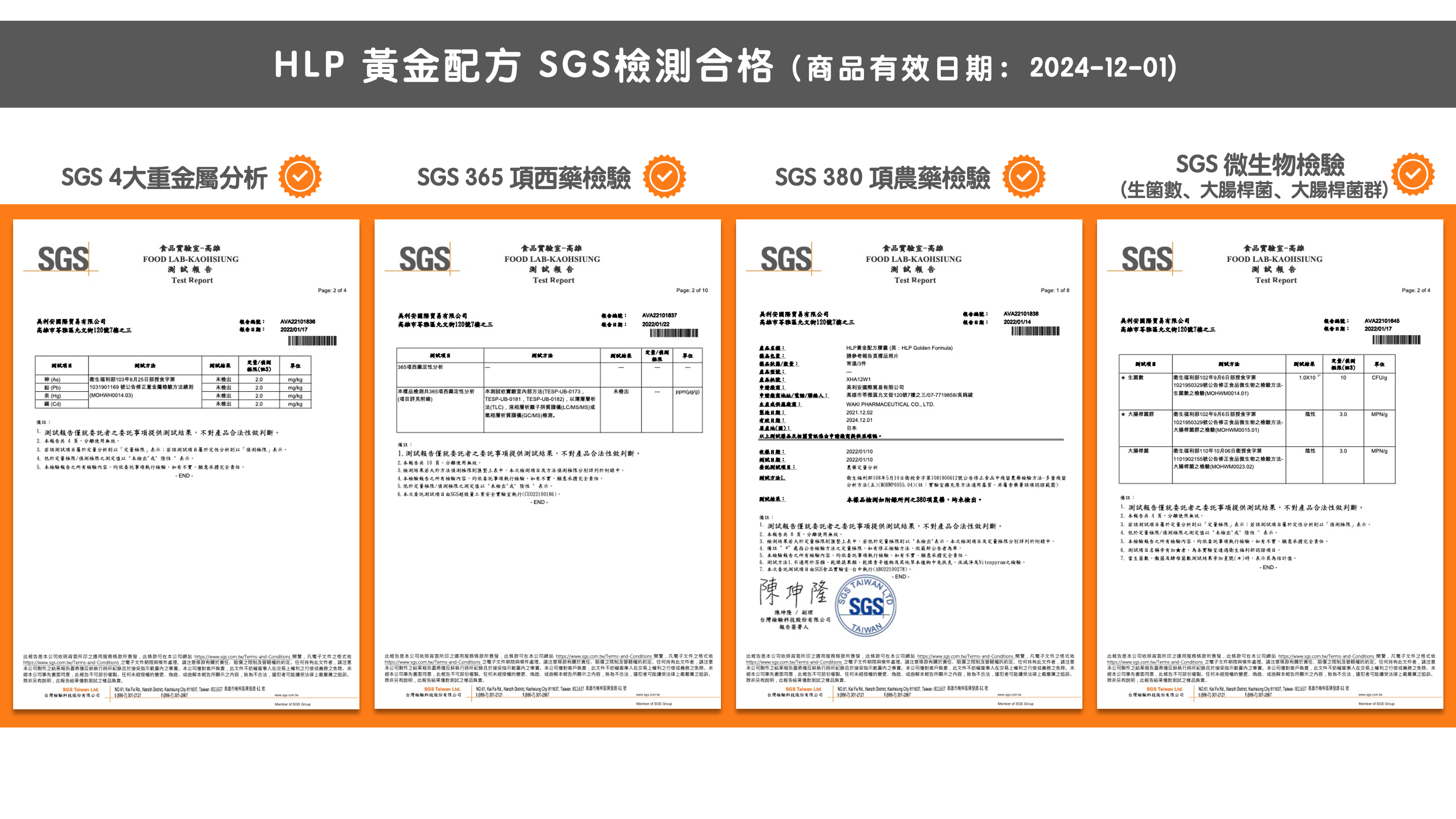 OkayTake HLP黃金配方SGS檢測報告